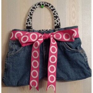 REAL Blue Denim LEGENDARY GOLD Short Shorts PURSE HANDBAG SUPER COOL !!